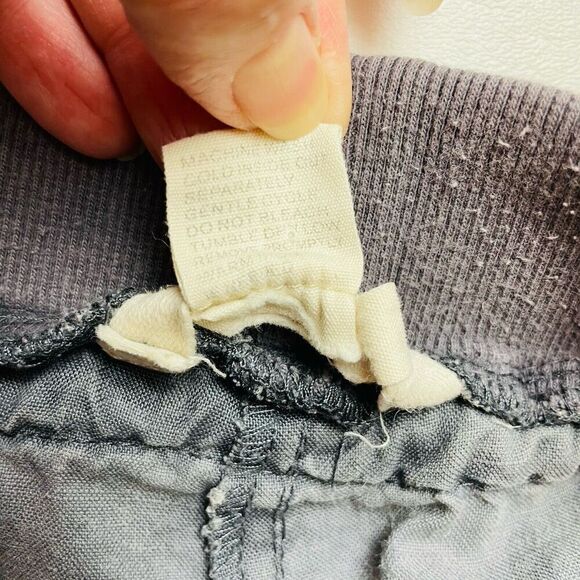 Sandro 100% Linen Pants Womens 14 Gray Wide Leg Elastic Drawstring Waist Beach - Picture 5 of 9